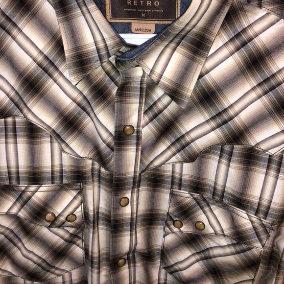 Mens Medium Wrangler Retro Western Dress Shirt - Picture 4 of 9